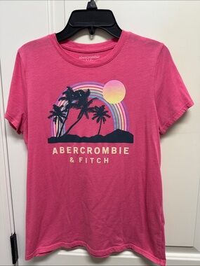 abercrombie kids Pink Palm Sunset Graphic Tee
